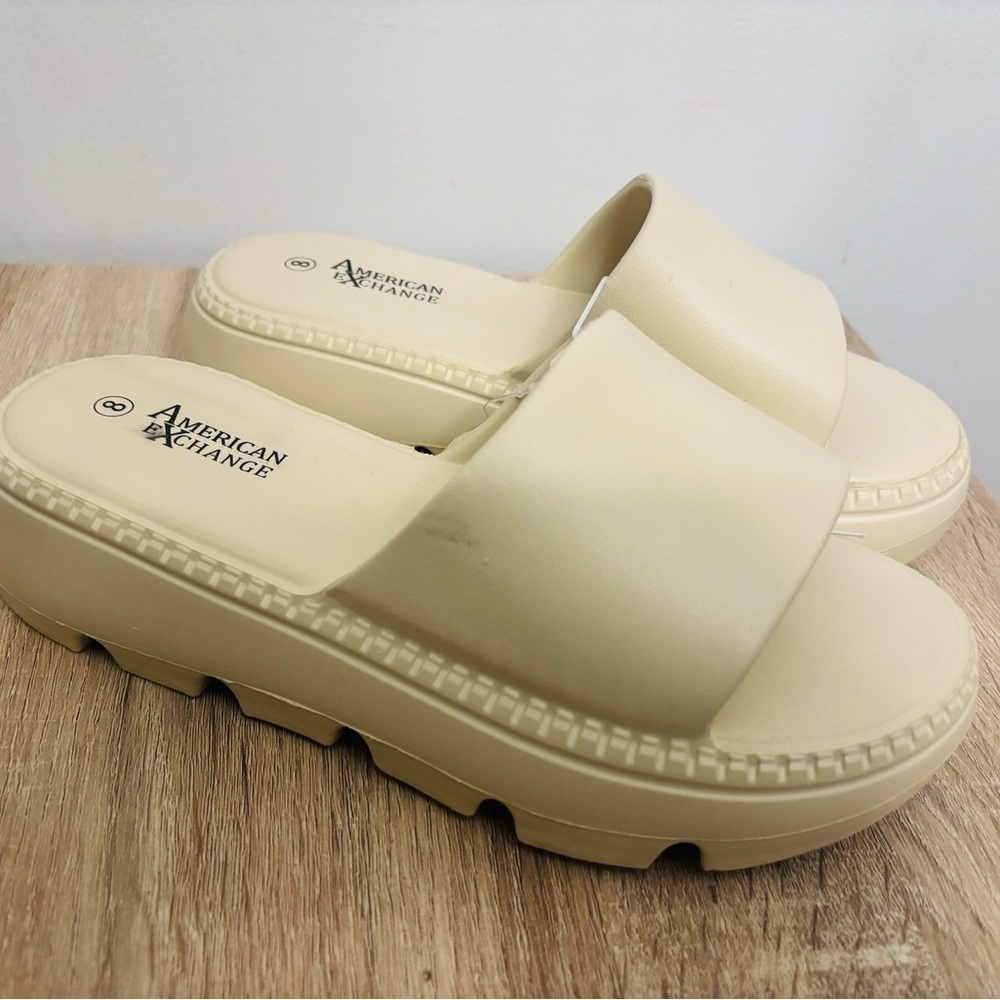 American Exchange Cream Platform Shoes Slides - Picture 3 of 10
